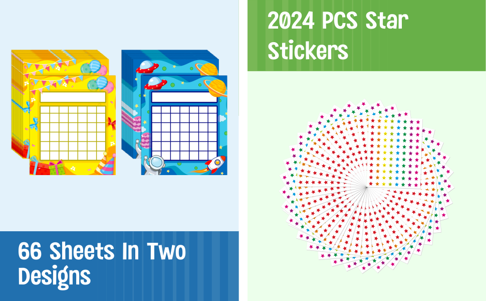 66 Pack Classroom Incentive Chart in 2 Designs with 2024 Star Stickers(图2)